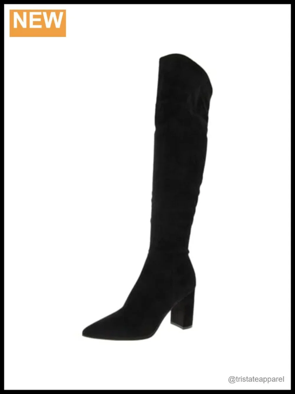 Nine West Miykah Over-the-Knee Boots Faux Suede Block Heel Pointed Toe